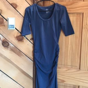 Blue cotton and polyester maxi dress